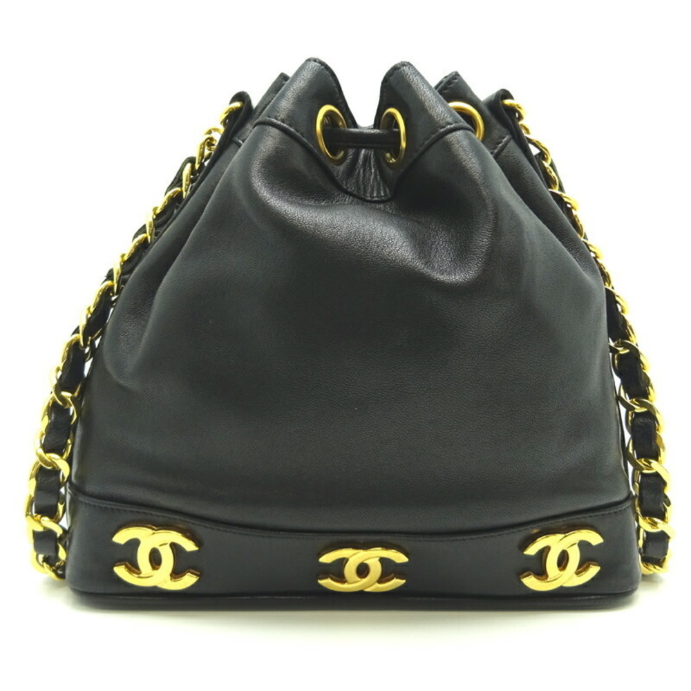 Chanel Triple Coco Drawstring Chain Lambskin Shou… - image 2